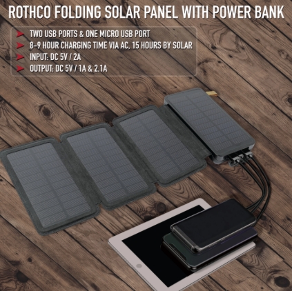 Rothco Folding Solar Panel with Power Bank - Image 4
